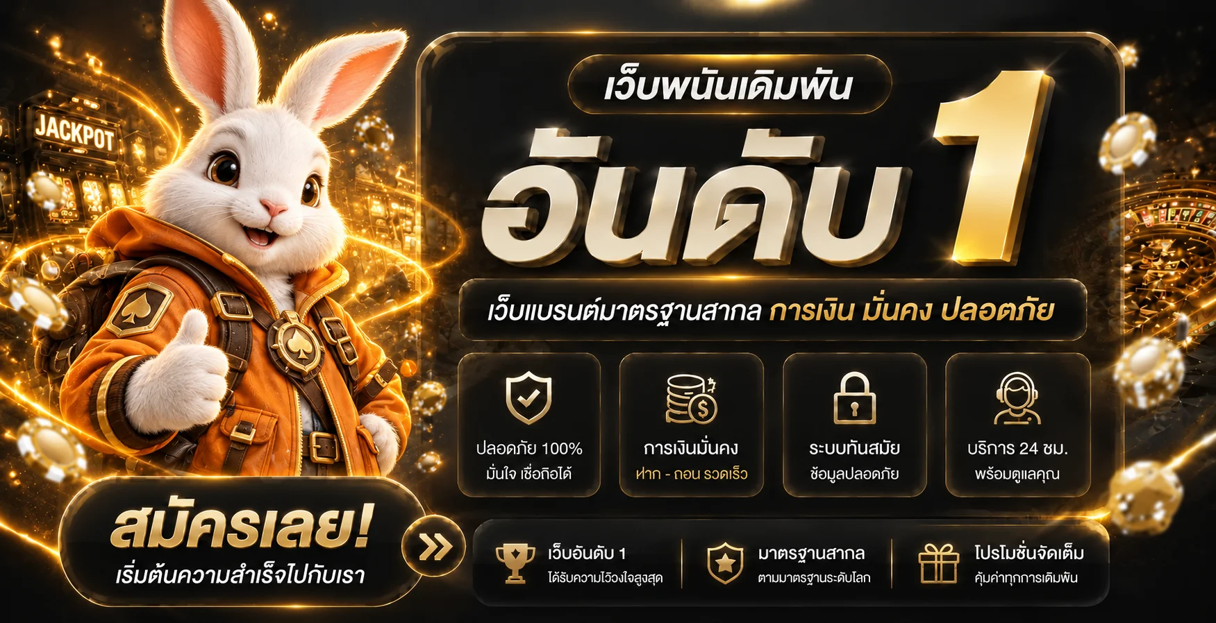 แบนเนอร์แนะนำ OK8G พร้อมมาสคอตกระต่ายสีส้ม